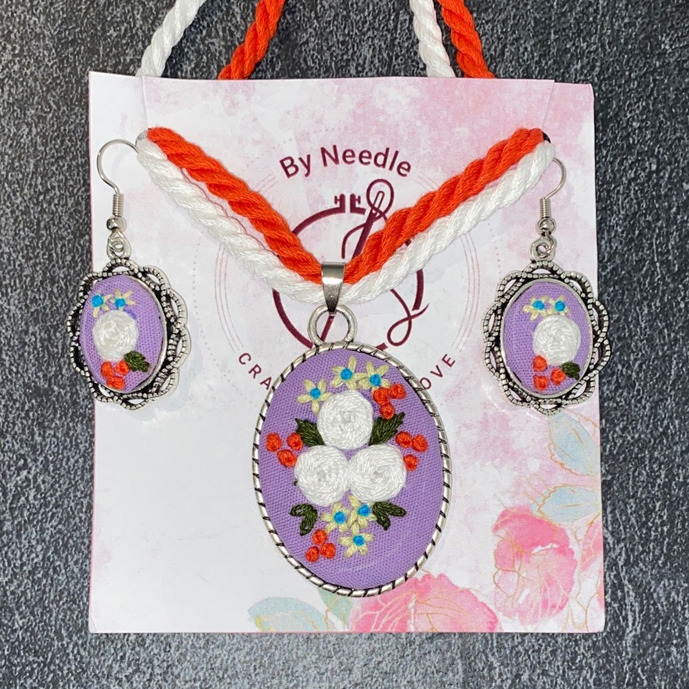 Needles Purple and Silver Floral Earrings